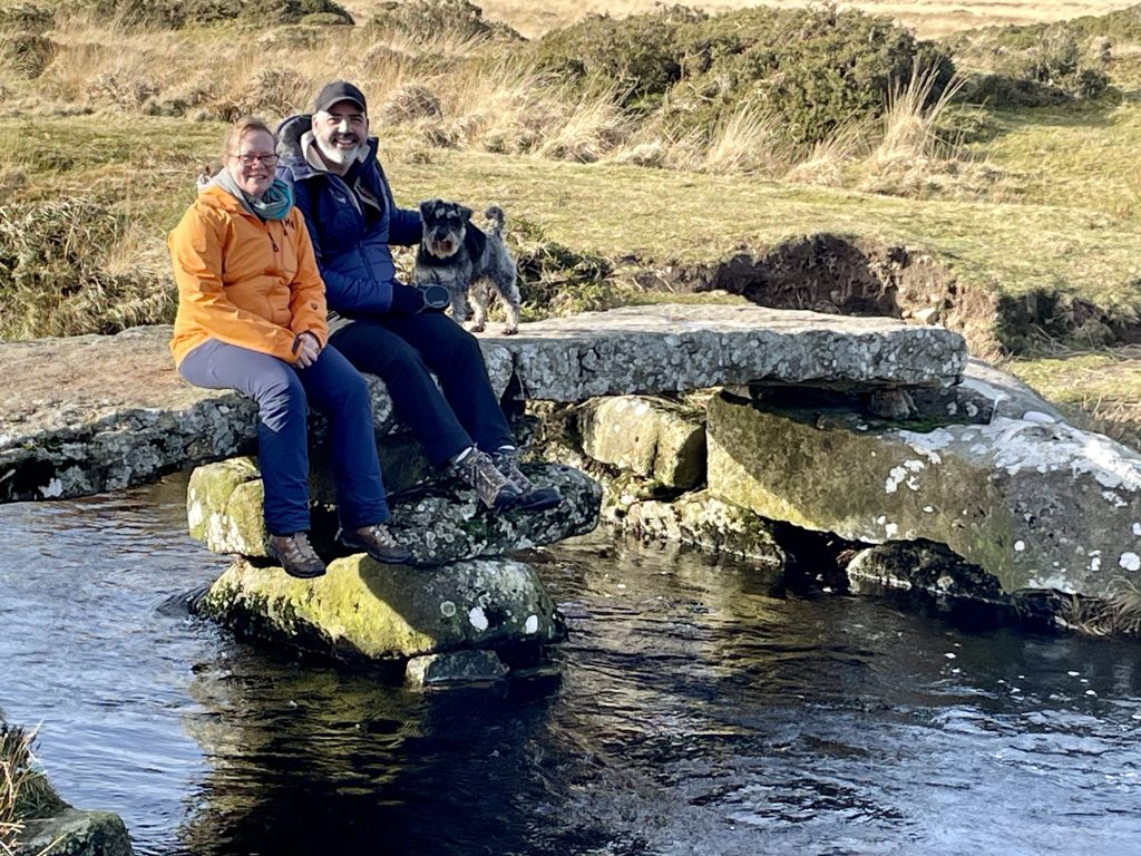 Toby and Sally on the bridge over stream